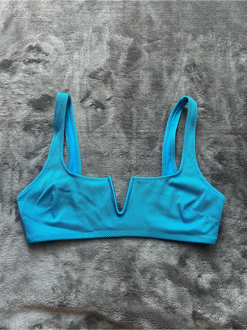 aerie Textured V-Notch Bralette - Turquoise Blue